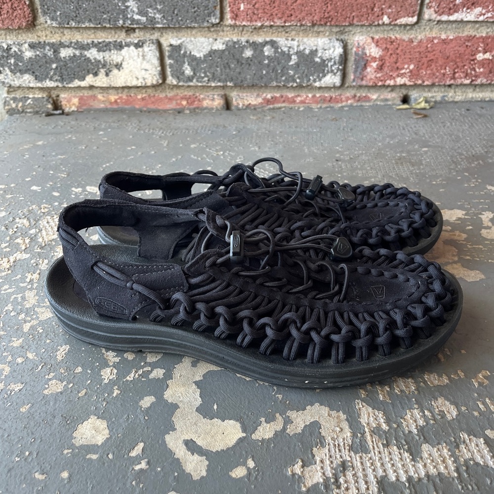 Keen Black Braided Rope Slingback Sandals